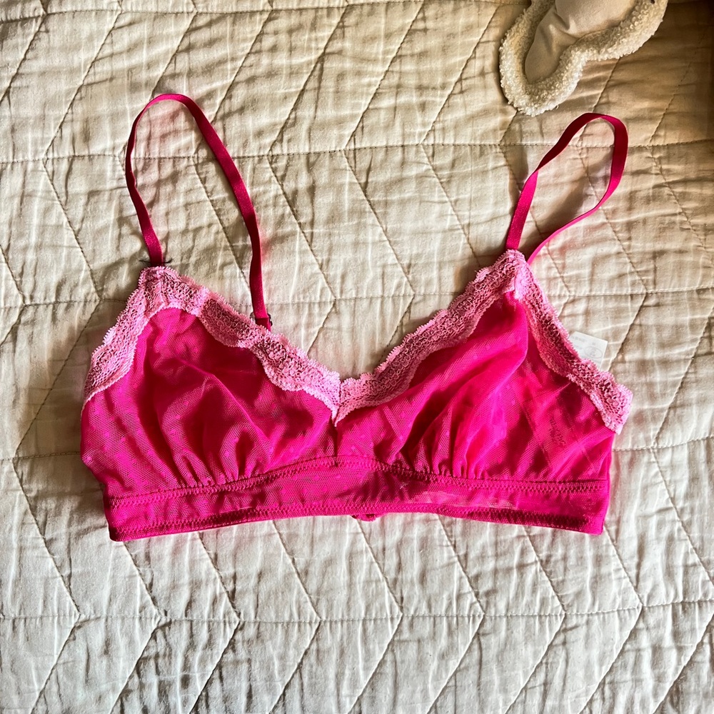 BRAND NEW Gilly Hicks Hot Pink Sheer Bralette